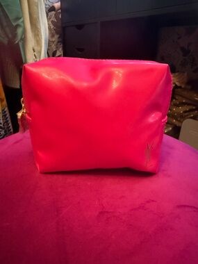 Yves Saint Laurent Hot Pink Cosmetic Case with Gold Zip